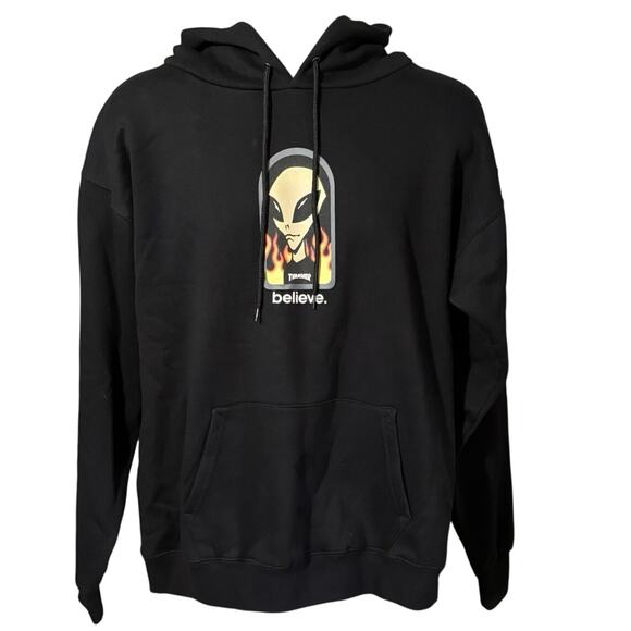 NEW Thrasher x Alien Workshop Size M Believe Hoodie Sweatshirt Black - Picture 1 of 5